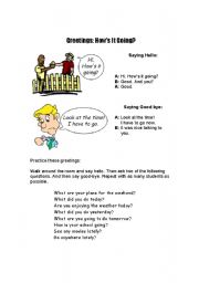 English worksheet: Greetings: Hows It Going?