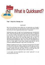 English Worksheet: What is Quicksand ? ( reading comprehension activity)