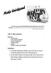 English Worksheet: Make Quicksand ! How to make quicksand at your home!!!