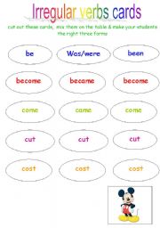 English Worksheet: Irregular verbs cards Set1