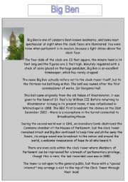 English Worksheet: BIG BEN