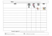 English worksheet: Selfevaluation for each classes.