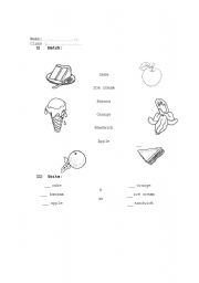 English worksheet: food