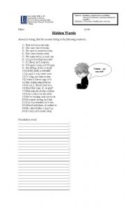 English worksheet: Warm up activity: animals