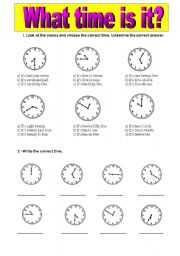 English Worksheet: What time is it?