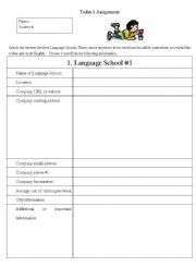 English worksheet: Language Schools