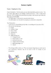 English Worksheet: Budgeting for a trip