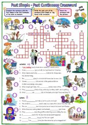 English Worksheet: Past simple - Past continuous crossword