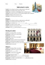 English Worksheet: London sightseeing dialogue