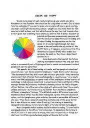 English Worksheet: Colour me happy