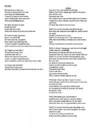 English worksheet: If I fell & Lola Songs