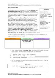 English Worksheet: Simple Past vocabular + grammar points