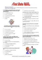 English Worksheet: FIRST DATE QUIZ