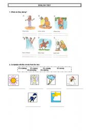 English worksheet: english test present continuous and weather