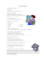 English Worksheet: Questionnaire on Computers