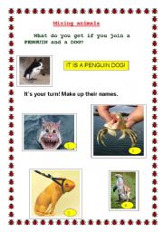 English worksheet: MIXING ANIMALS