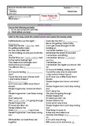 English Worksheet: song: please forgive me by Bryan Adams