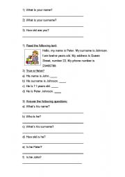 English worksheet: Personal identification