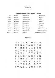 English worksheet: Numbers