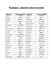 English worksheet: Adjectives - Procunciation
