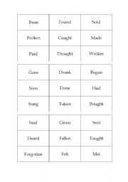 English Worksheet: Bingo - past participle