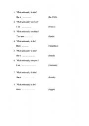 English worksheet: Nationalities