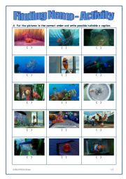 English Worksheet: Finding Nemo Activity (organized)