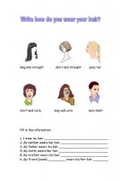English Worksheet: How do you wear your hair?