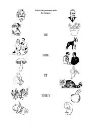 English Worksheet: Matching Pronouns
