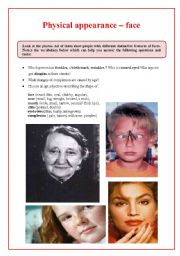 English Worksheet: Physical appearance  1 - face