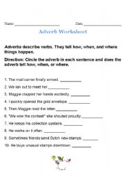 English worksheet: Adverb 