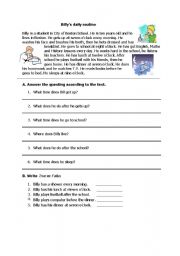 English Worksheet: Reading Exercise about daily routines