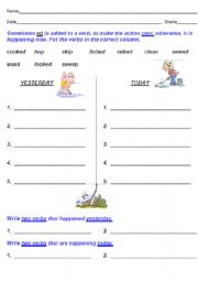 English worksheet: past  & present