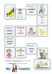 English Worksheet: My Family Game