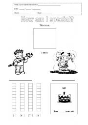English worksheet: How am I special?