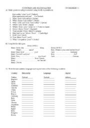 English Worksheet: countries capitals 