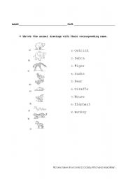 English worksheet: animals match