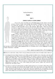 English Worksheet: Charles Chaplin - Reading Test