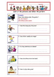 English Worksheet: They always/usually/sometimes/often ...