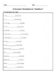 English Worksheet: A Grammar Worksheet on 