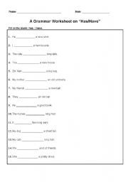 A Grammar Worksheet on 