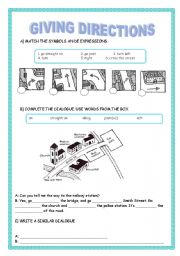 English Worksheet: GIVING DIRECTIONS 2ND PART