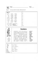 English Worksheet: Numbers