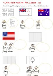 English Worksheet: countries and nationalities 1