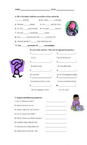 English Worksheet: Verb To Be