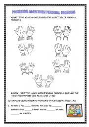 English Worksheet: POSSESSIVE ADJECTIVES / PERSONAL PRONOUNS