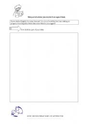 English Worksheet: informal letter writing activity for intermediate level