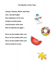 English Worksheet: Months of the Year Song