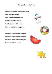 English worksheet: Months of the Year Song