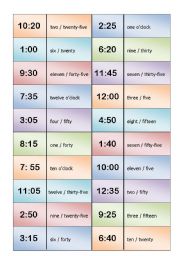 English Worksheet: Time Domino